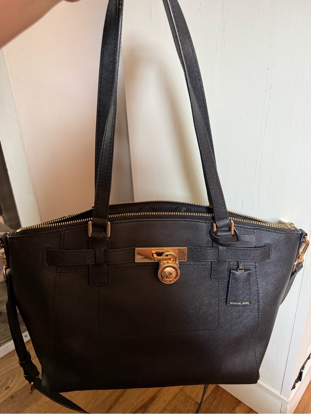 Michael Kors Black Saffiano Tote with Gold Hardware